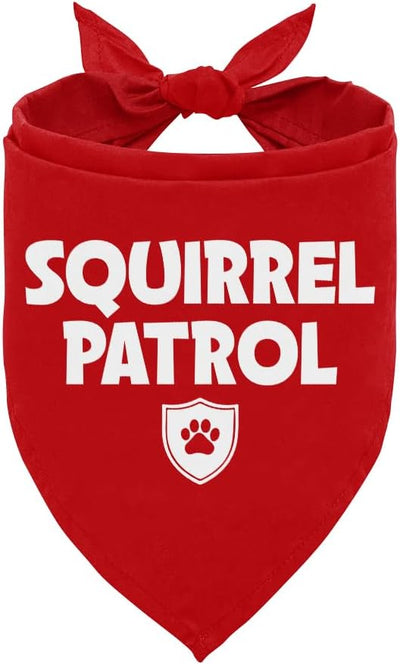 Squirrel Patrol Triangle Scarf - Funny Cute Dog Bandana for Small to Large Dogs - Red, Gift for Dog Lovers (D20)