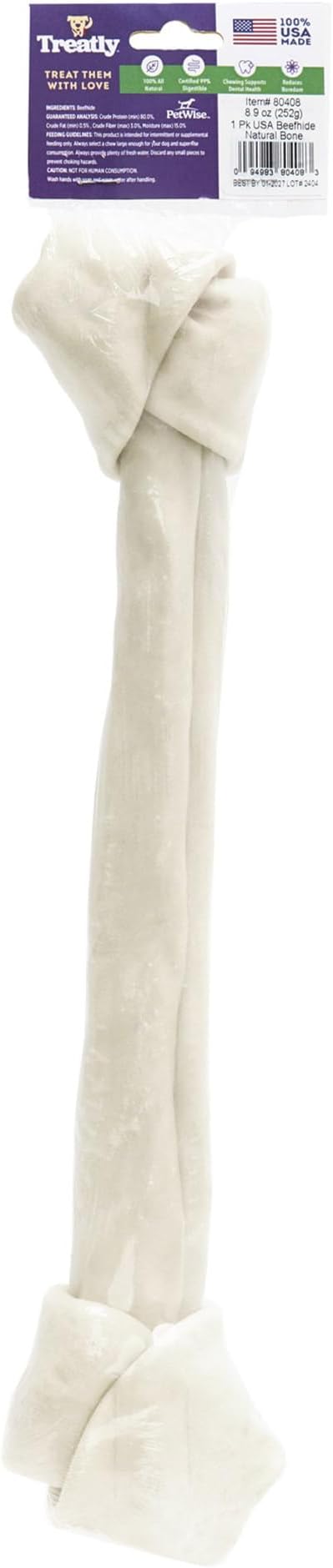 USA Beefhide Bones 15-17" Dog Chew Treats - Natural Flavor, 1 Count/2 Pack