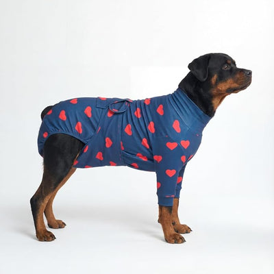 Spark Paws Dog Surgery Recovery Suit – Dog Recovery Suit After Surgery, Anti-Lick Dog Onesie, Abdominal Wound Protector, Soft Cone Alternative for Spay Neuter Male Female Pet Recovery - Hearts - 4XL