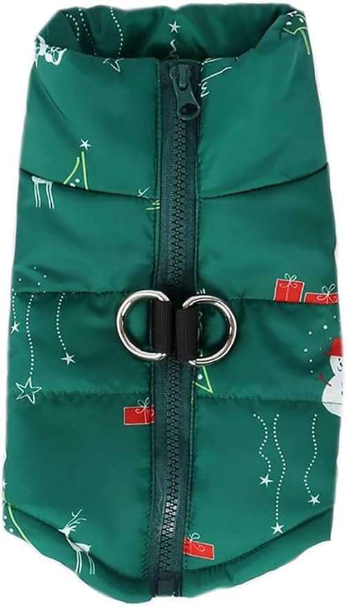 Winter Waterproof Windproof Dog Jacket - Warm Vest Coat for Small & Medium Dogs - Not Suitable for Big Dogs - Santa in Green Large
