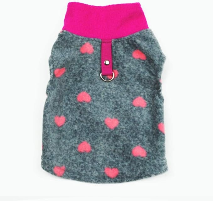 Dog Sweater, Soft Fleece Vest with Leash Ring Pullover Jacket Winter Pet Dog Clothes for Puppy Small Dog Cat Teddy Chihuahua Yorkshire for Christmas (3XL, Grey Heart)