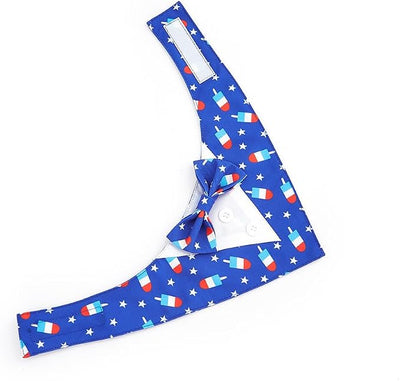 Tuxedo Dog Collar for Wedding Engagement and Birthday, Formal Dog Bandana Collar Costume with Bow Tie and Adjustable Buckle,Suitable for Small Medium Large Dog. (Blue Star, XS)