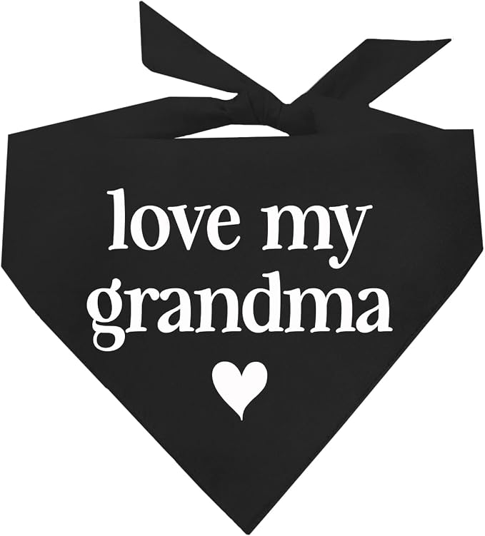 Love My Grandma Mother's Day, Valentine's Day Dog Bandana (Black, OS 399)