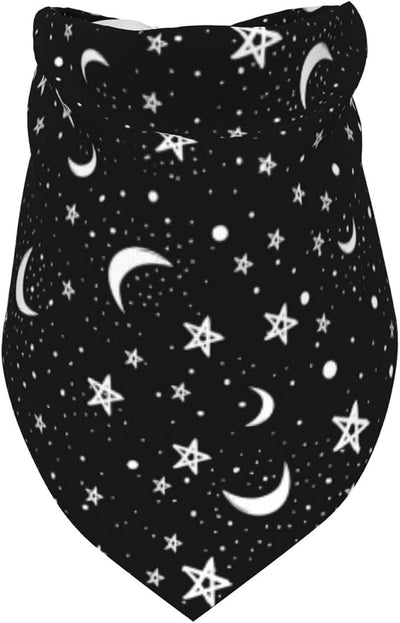 Black Moon White Stars Dog Bandana Scarf Triangle Bibs Pet Accessories Cat Kerchief