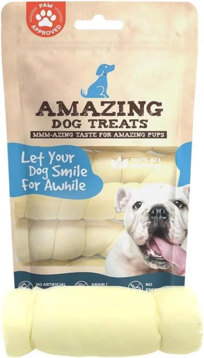 Amazing Dog Treats - Beef Cheek Rolls (6 Inch Regular - 8 Pcs) - No Hide - Safe Rawhide Alternative Dog Chew - Great for Power Chewers - Long Lasting Dog Chew - No Splinters - Retriever Rolls For Dogs