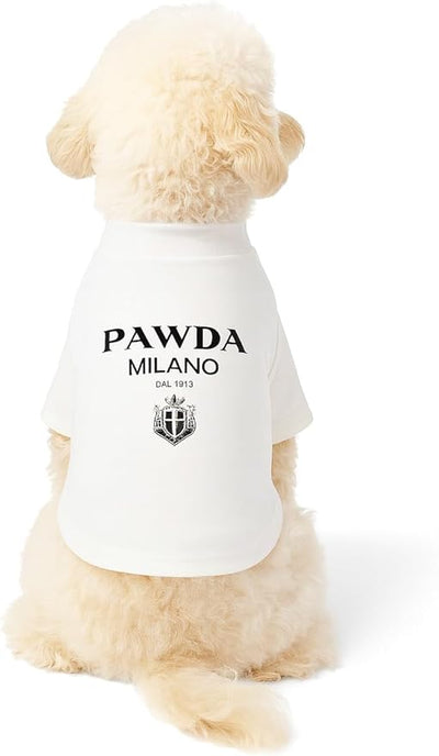 Everything Chic Luxury Designer Dog T Shirt – Trendy Puppy Clothes for Small Dogs, Fashion Pet Tee for French Bulldogs & Chihuahuas, Everything Chic Dog Apparel Large PawdaWhite