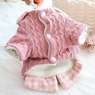 Dog Princess Sweater for Small Dogs Thick Shirt Plaid Clothes Costume Pet Girl Cute Coat Outfits Fall Costumes Winter Dog Sweaters (XL,Pink)