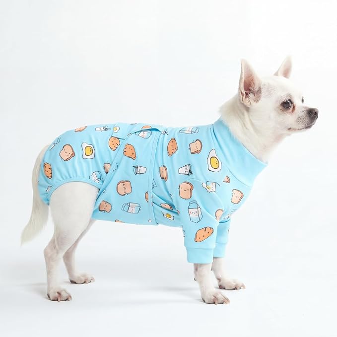 Spark Paws Dog Surgery Recovery Suit – Dog Recovery Suit After Surgery, Anti-Lick Dog Onesie, Abdominal Wound Protector, Soft Cone Alternative for Spay Neuter Male Female Pet Recovery - Breakfast, S