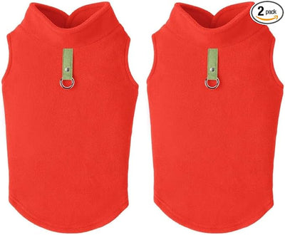 Gooby Fleece Vest Dog Sweater - Pumpkin, X-Large - Warm Pullover Fleece Dog Jacket with O-Ring Leash - Winter Small Dog Sweater Coat - Cold Weather Dog Clothes for Small Dogs Boy or Girl (Pack of 2)