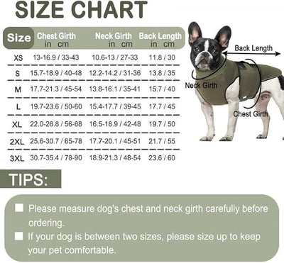 KOESON Dog Calming Vest with Soft Ear Wrap, Breathable Dog Thunder Jacket with Adjustable Hook & Loop, Reflective Puppy Anxiety Relief Jacket for Fireworks, Thunder, Travel, Separation, Army Green XS