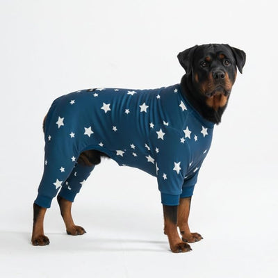 Spark Paws Dog Pajama, Dog Recovery Suit Male, Onesie, Ultra-Soft and 4-Way Stretch, for Small Medium and Large Breeds - Stars - 4XL