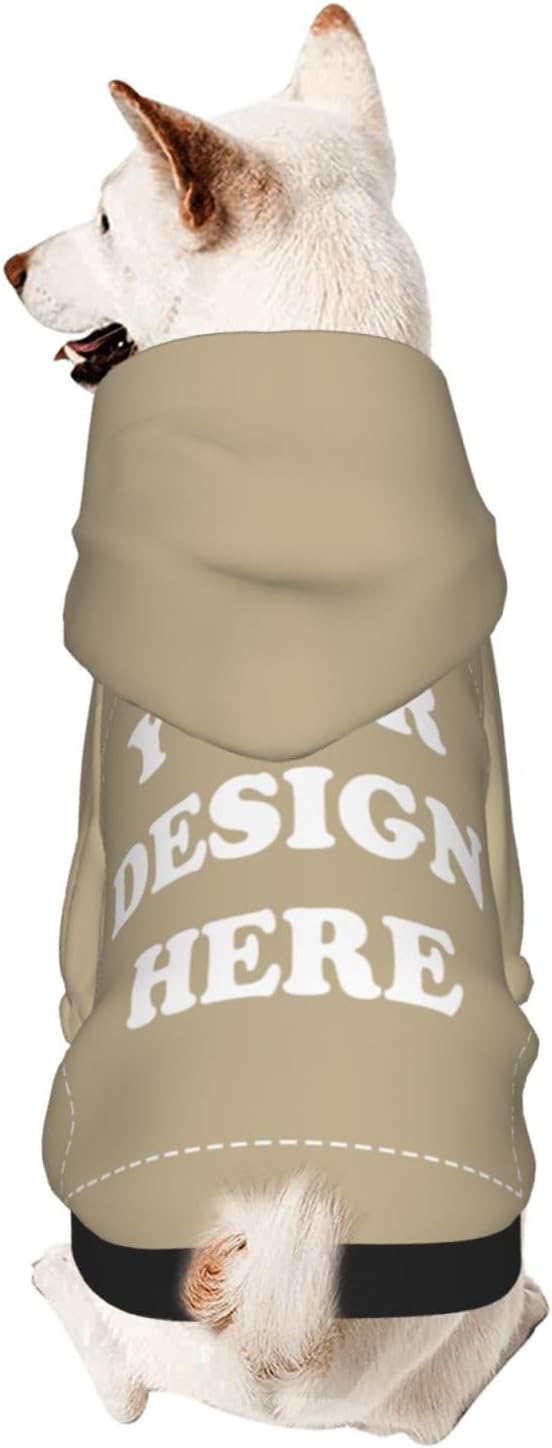 Dog Clothes, Custom Dog Hooded Sweatshirt, Personalized Pet Costume Robe Shirt with Text/Image/Club Name/Pet Shop Logo for Small Medium Large Dogs and Cats, Khaki, XXS