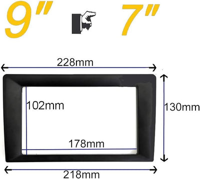9 to 7'' inch Car Frame Fascia Bezel Adapter for Universal 2 Dobule Din Car Radio DVD CD Stereo GPS Navigation (Black)