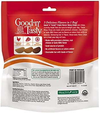 Good ‘n’ Tasty Triple Flavor Wavy Chips Variety Pack, 10 oz, Treats for Dogs