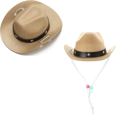 Pet Dog Costume Cowboy Hat Cosplay Cap Puppy Pet Dog Cat Holiday Pet Party Decoration (Khaki)