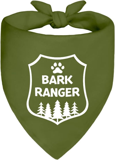 Bark Ranger Green Dog Bandana, Funny Gifts for Dog Lover Mom Dad, Puppy Scarf Photo Prop for Explore Outdoor Adventure Hiking Camping Mountain, Gifts for Ranger, Pet Scouts Bandana