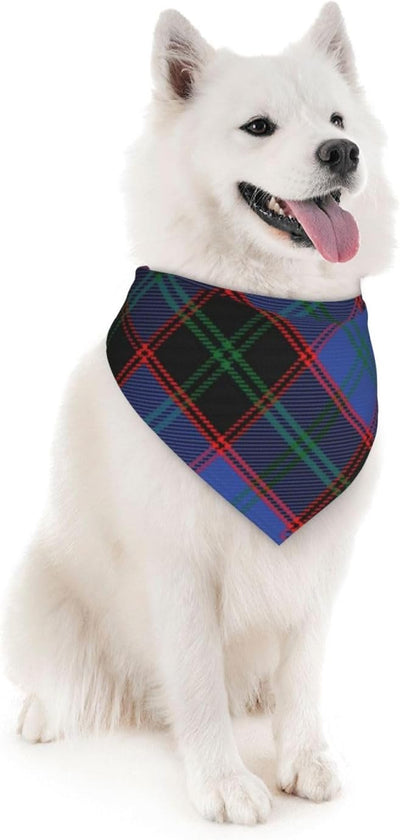 Scots Style Tartan Plaid Green Blue Dog Bandana Scarf Triangle Bibs Pet Accessories Cat Kerchief