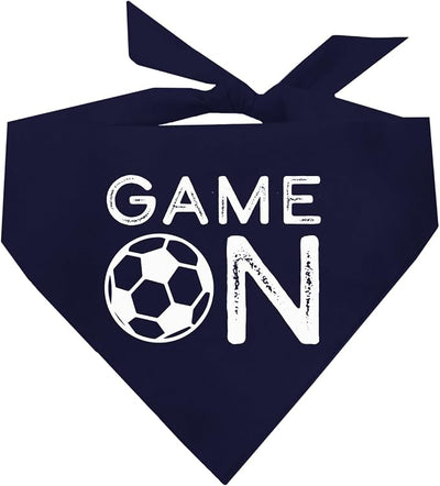 Game On Soccer Dog Bandana | 100% Cotton Adjustable Triangle | Made in USA | Soccer| Sports | Biggest Fan | Game Day | Navy, X-Small (1073)