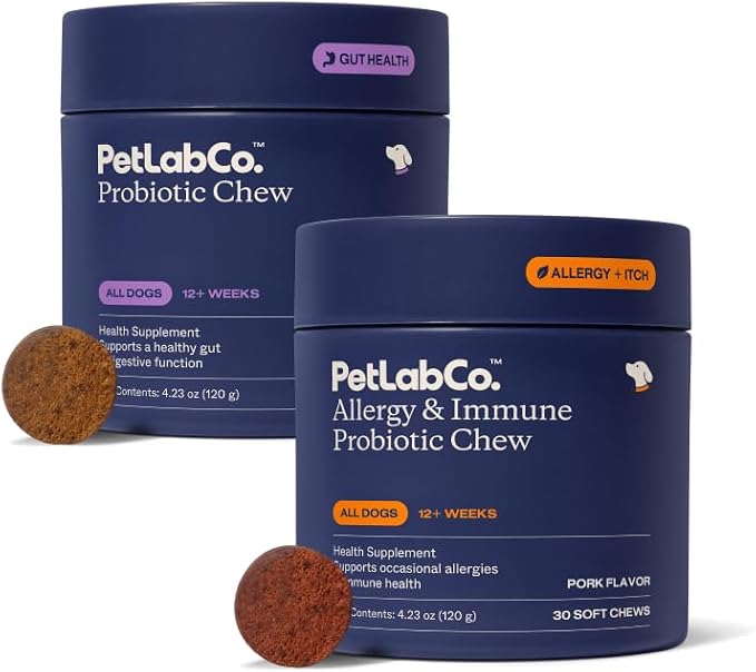 PetLab Co. - Gut & Allergy Support Bundle: Dog Probiotics for Effortless Gut Health Support & Allergy & Immune Chews for Seasonal Allergy Support – Target paw Licking & Scratching at the Source
