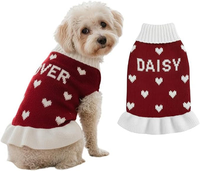 Personalized Dog Sweater Dress, Customized Pet Clothes Warm Winter Outfit for Dogs, Bright Puppy Sweatshirt, Pet Birthday Outfit, Dog Lovers Gifts
