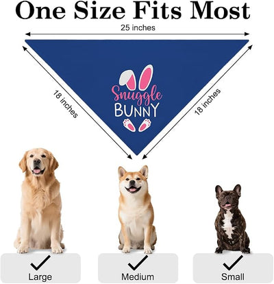 Snuggle Bunny Funny Dog Bandana, Cute Rabbit Pet Scarf for Small Medium Dogs, Blue Spring Puppy Accessories, Adorable Bunny Kerchief for Girl Boy Pets, Birthday Gifts for Dog Mom Dad