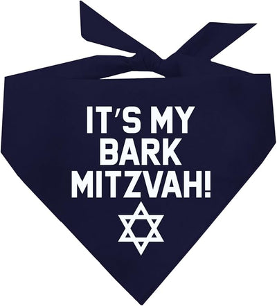 It's My Bark Mitzvah! Jewish Star Dog Bandana | 100% Cotton | Made in USA | Passover | Hanukkah | Yom Kippur | Rosh Hashanah | Jewish Celebration | Bar & Bat Mitzvah | Navy, One Size (162)