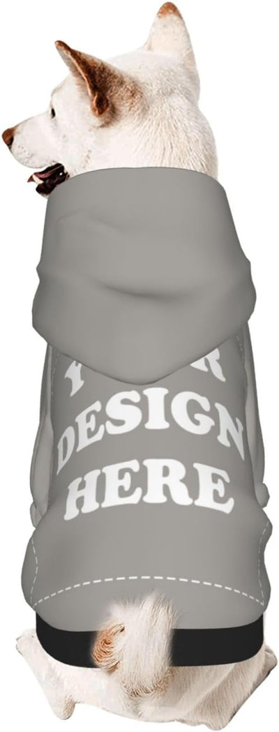 Personalized Chihuahua Dog Hoodie, Custom Pet Warm Sweatshirt Costume with Name Number Photo, Customize ID Clothes for Pupppy Kitten Dogs Cats, Grey, L