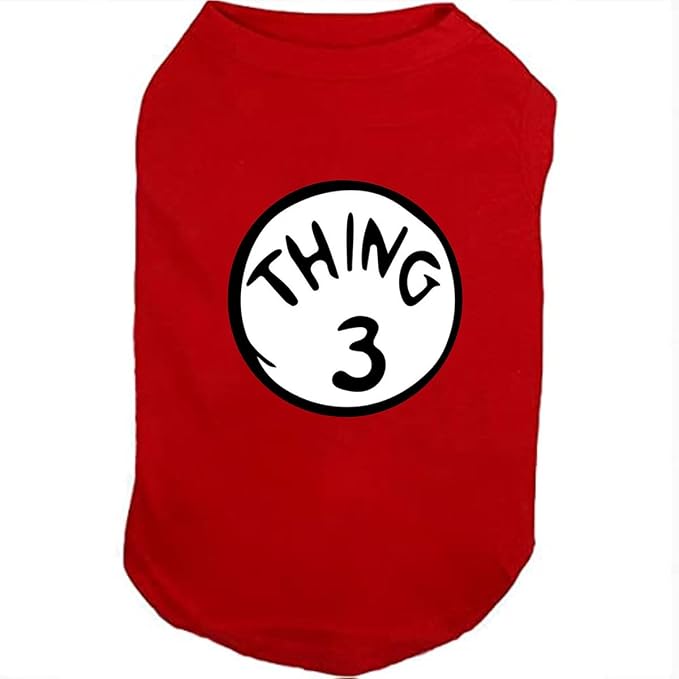 Dog Shirts for Pet Clothes Soft Breathable Puppy Shirts Pop Culture Thing 1 to Thing 9 Printed Pet T-Shirt (RED-3, Large)