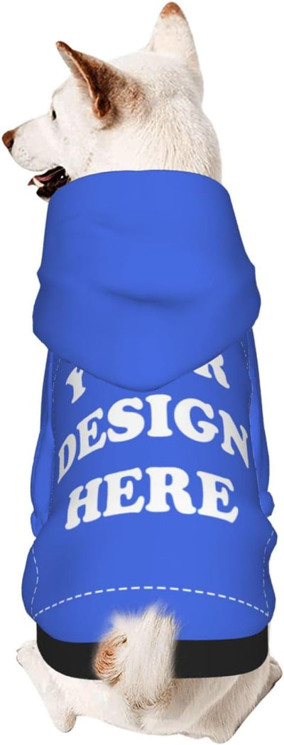 Dog Clothes, Custom Dog Hooded Sweatshirt, Personalized Pet Costume Robe Shirt with Text/Image/Club Name/Pet Shop Logo for Small Medium Large Dogs and Cats, RoyalBlue, M