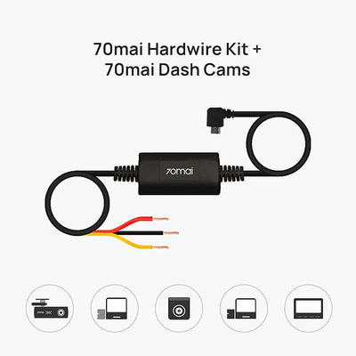 70mai Micro USB Hardwire Kit UP02 for Dash Cams, 10ft, 12V-30V to 5V/2.4A, Low Voltage Protection 11.8V, 24 Hour Parking Surveillance Power Supply for A800S-1 Car Cameras