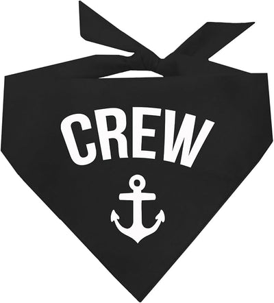 Crew with Anchor Dog Bandana | 100% Cotton | Made in USA | Boat & Fishing | Captain | Beach & Lake | Summer | Outdoors | Father's Day |Black, X-Small (265)