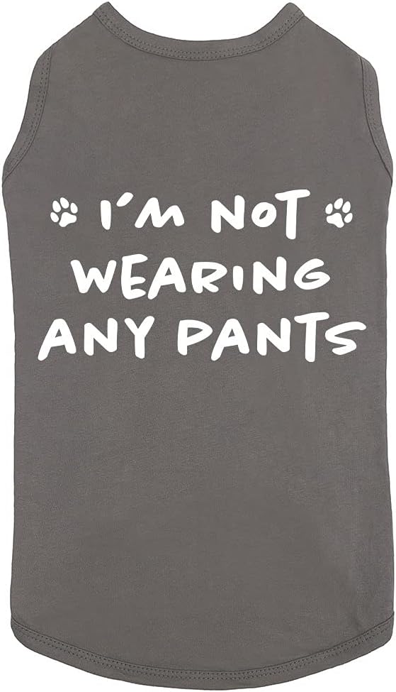Funny I'm Not Wearing Any Pants Cute Clothes Pet Puppy Cat T-Shirt Accessories for Small & Large Dogs Soft Breathable |Charcoal (Small)