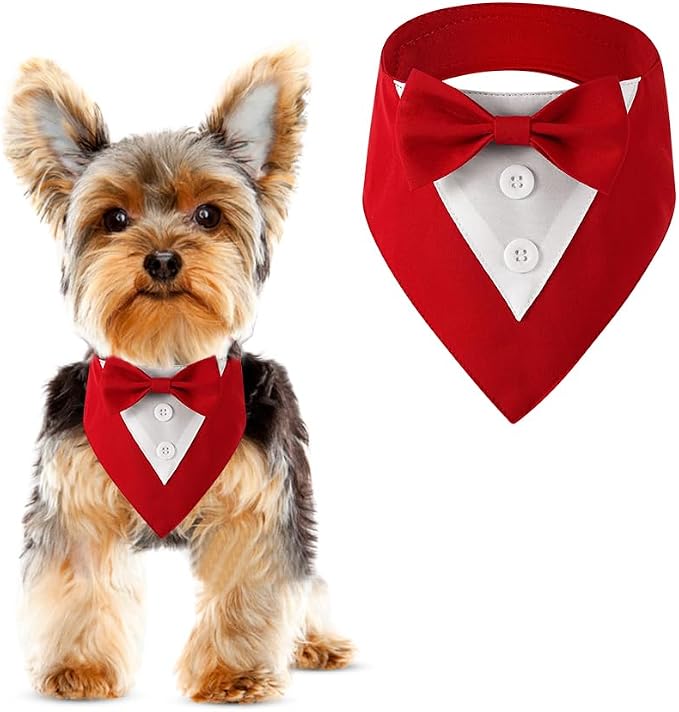 Dog Tuxedo, Formal Dog Wedding Bandana Adjustable Pet Collar with Bow, Small, Medium and Large Wedding Clothing, Birthday Gifts for Dogs