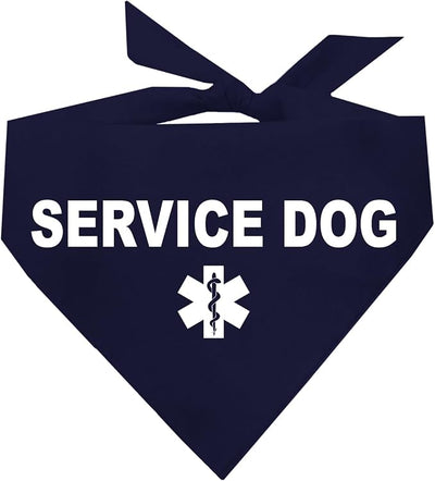 Service Dog Dog Bandana | 100% Cotton Adjustable Triangle |Service Dog | Working Animal | Assistance |Navy, One Size (307)