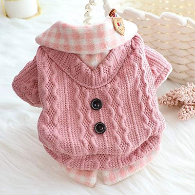 Dog Princess Sweater for Small Dogs Thick Shirt Plaid Clothes Costume Pet Girl Cute Coat Outfits Fall Costumes Winter Dog Sweaters (XL,Blue)