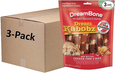 DreamBone Dream Kabobz, Rawhide-Free Chews for Dogs, 54 Count (3 Packs of 18 Count)