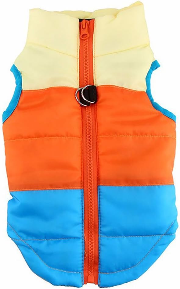 Winter Waterproof Windproof Vest Coat for Small Medium Dogs - Warm Jacket for Cold Weather (Not Suitable for Big Dogs) - Apricot/Orange/Blue S