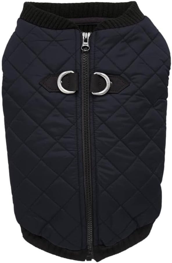 Gooby Fashion Vest Dog Jacket - Black, X-Large - Warm Zip Up Bomber Vest with Dual D Ring Leash - Winter Water Resistant Small Dog Sweater