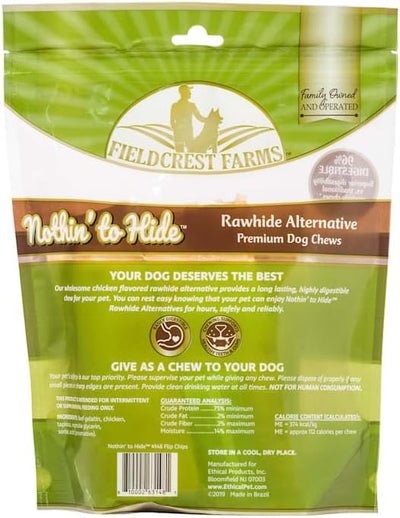 Fieldcrest Farms Nothin to Hide Flip Chips Chews for Dogs - All Natural Rawhide Alternative Treats for Dogs, Chicken, Beef or Peanut Butter Flavor Snack for All Breed Dogs (Chicken, 8.5 Oz)