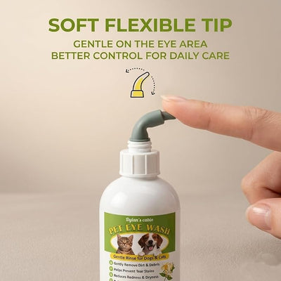 Dylan's cabin Cat Eye Wash, 180ml Gentle Pet Eye Cleaner Solution for Cats Dogs, Cleans Tear Stain Residue Dirt Debris, pH-Balanced Formula with Glycerin Honeysuckle Extract Lutein