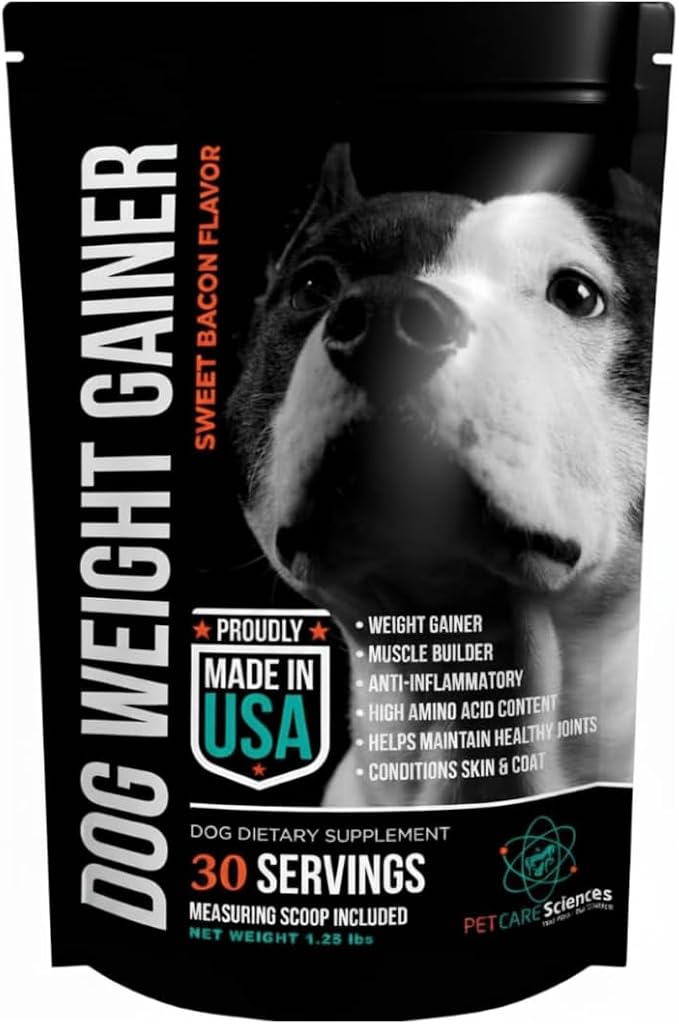 Dog Weight Gainer 30 Servings- Weight Gain Supplements for Dogs - Canine and Dog Muscle Builder - Made in The USA