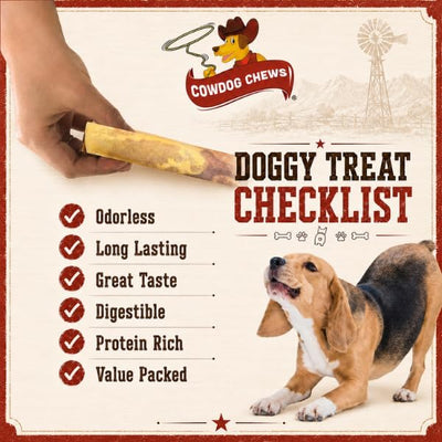 Cowdog Chews Rawhide Gourmet Meaty Rolls 5-6" (12 Pack) – Premium Dog Treats with Savory Beef Filling, Long-Lasting Chew for Aggressive Chewers, High-Protein, Natural Ingredients