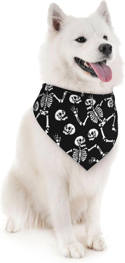 Skull Skeleton White Funny Dog Bandana Scarf Triangle Bibs Pet Accessories Cat Kerchief