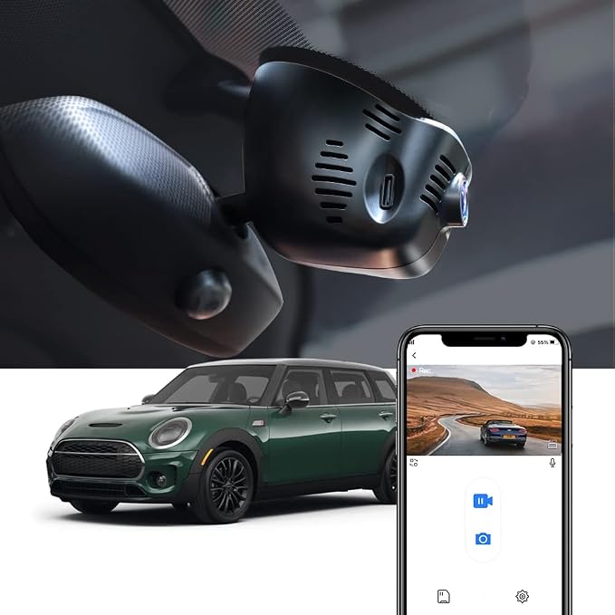 Fitcamx 4K Dash Cam Suitable for MINI Cooper Clubman S Countryman (Model C) Convertible F54/F55/F56/F57/F60, OEM Style, 2160P UHD Video, WiFi & APP, Loop Recording G-Sensor, Plug & Play, 64GB Card