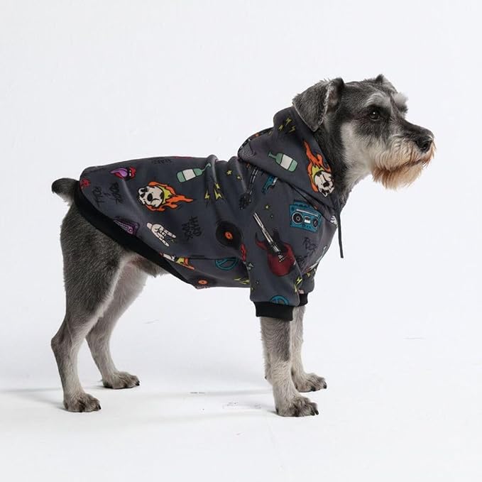 Spark Paws Dog Hoodie – Premium Dog Sweater for Small, Medium, and Large Dogs | Warm Outfits for French Bulldogs, Pitbull, Puppy, Winter Jacket Alternative - Rock and Roll - M