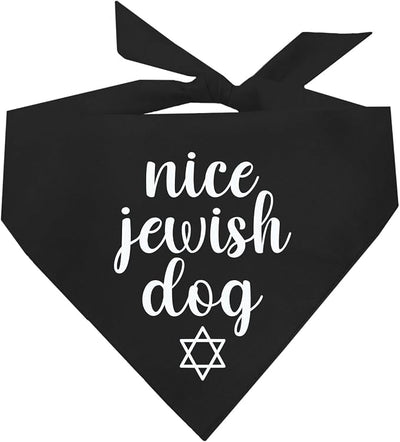 Nice Jewish Dog Bandana | 100% Cotton | Made in USA | Passover | Hanukkah | Yom Kippur | Rosh Hashanah | Jewish Celebration | Bar & Bat Mitzvah | Black, X-Small (930)