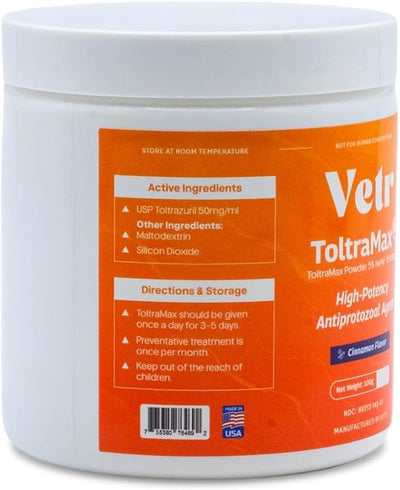 Vetr's Toltramax Toltrazuril Powder for Horses, Dogs, Cats, 100g (5.0%, Cinnamon)