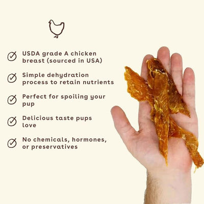 Pupford Crunchy Jerky Treats for Dogs & Puppies, Made in USA, Single Ingredient, No Fillers (Chicken, 8 oz, 2 Pack)