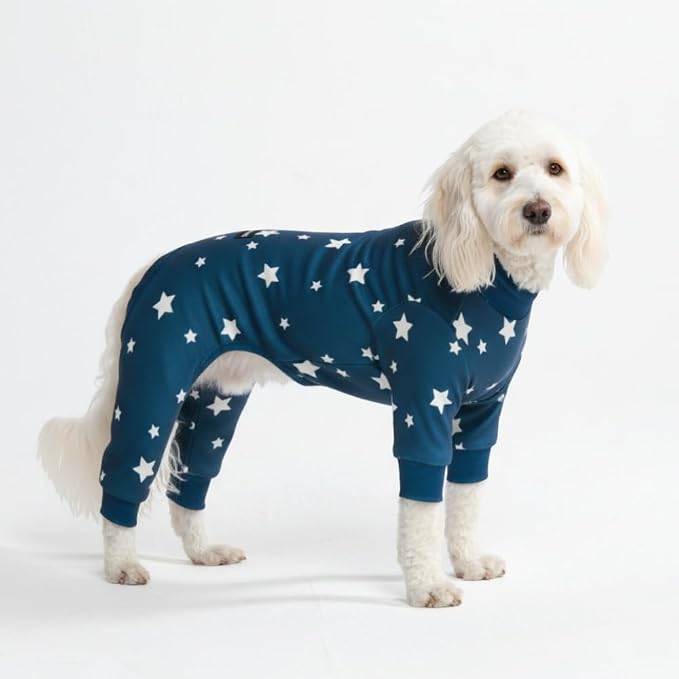 Spark Paws Dog Pajama, Dog Recovery Suit Male, Onesie, Ultra-Soft and 4-Way Stretch, for Small Medium and Large Breeds - Stars - 2XL