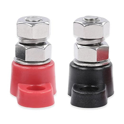 CHEDA Red & Black Terminal Block Compatible with Junction Block Power Post Set Insulated Terminal Stud 3/8" Stainless Power Distribution Block/ 48v Trucks, RVs, Coaches, Boats